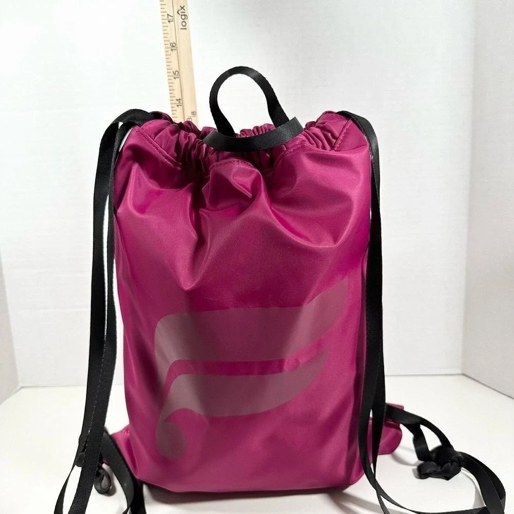 Fabletics Drawstring Backpack Magenta Pink Quilted Cinch Gym Bag Adjustable